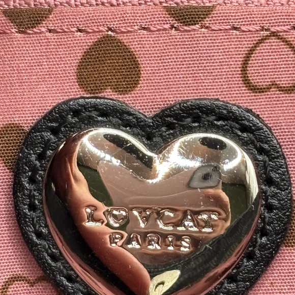 Lovecat Black Purse Handbag Pocketbook Hearts Silver Hardware - Picture 5 of 9